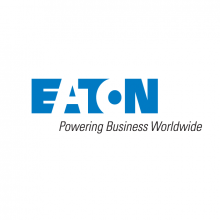 Thumbnail Image of Eaton logo - Alternating Blue and White Letters that spell Eaton and slogan underneath that says Powering Business Worldwide