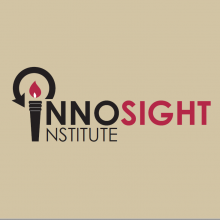 Thumbnail Image of A lit torch with circular arrow around flame and words Innosight Institute