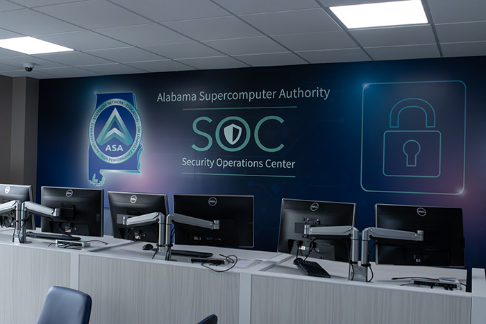 Photo of Security Operations Center (SOC) at the Alabama Supercomputer Data Center in Huntsville, Alabama
