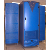 Front view of tall cobalt blue Cray SV1 supercomputer tower in server room